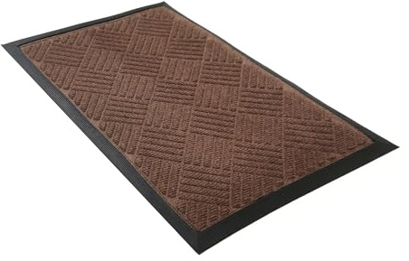 Comart - Zerbino Asciugapassi Kelly - 40x60 cm - Tappeto Sintetico Fuori Porta - Assorbente e Antipioggia - Fondo Antiscivolo in Gomma - per Ingresso Esterno o Interno - Rettangolare - Marrone