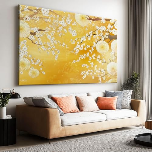 Générique Peinture à l'huile Fleurs Jaunes Affiche Toile Art Mural Peinture, Tableau sur Toile Fleurs Botaniques Vintage pour Décoration de Salon Décoration d'intérieur 120 x 80 cm (L x l) Sans Cadre