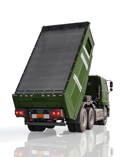 Heavy Duty 7' x 12' Dump Trailer Tarp by FoundGo Mesh Tarp with Grommets, Air-Flow System, 4 Elastic Cords & 2 Pockets for Truck Bed Cover Replacement