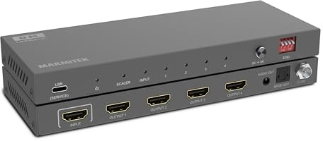 Marmitek Split 814 Pro - 8K HDMI Splitter 1 ingång 4 utgångar | HDMI 2.1-fördelare med 8K60, 4K120, HDR10+, Dolby Vision, audio extractor, EDID, downscaler, HDCP 2.3 och DTS-HD
