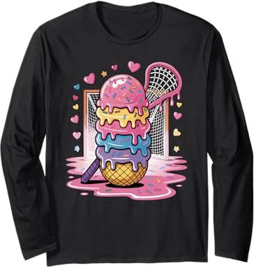 Lacrosse Drip Lax Helmet Ice Cream Sticks Youth Girls Kids Long Sleeve T-Shirt