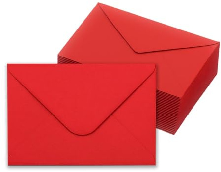 IPEA Buste Rosse con Cartoncino Interno Rosso - 20 Pezzi - Biglietti 14 X 9 cm con Cartoncino per Regali di Natale, Eventi, Festività Natalizie, Compleanno - Bustine per gli Auguri - Lettere