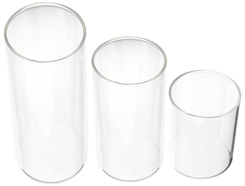 OSOLADY 3 Pezzi Portacandele Cilindrici in Vetro Trasparente Antivento Porta Candele Colonna per Decorazioni Casa Matrimonio e Feste Dimensioni Miste