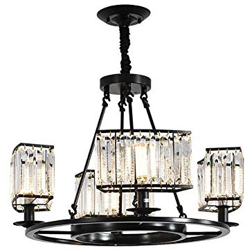 Kristall-Kronleuchter, 4 Lichter, nordische Deckenleuchte, industrielle Hängeleuchte für Esszimmer, Küche, Wohnzimmer, Schlafzimmer, Schwarz, 10 Lichter