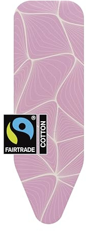 Brabantia Ironing Board Cover B (Lilac Waves), 124 x 38 cm with 2mm Foam Padding, Steam Iron Compatible Ironing Board Coverlet, Padded Cover Made From Fairtrade Material