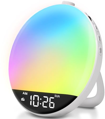 DreamSky Digital FM Radio with Bluetooth Speaker and Sleep Timer for Kids Adults, Hi-Fi Clear Loud Sound, Wake up Light Sunrise Alarm Clock for Bedroom, Dimmable Night Light, Small Gifts for Seniors