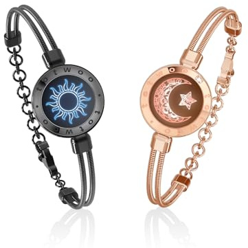 TOTWOO Braccialetti di Coppia Touch con Collegamento Bluetooth Uno a Uno tramite App, Luci e Vibrazioni – Regalo Perfetto per Coppie a Distanza, in Acciaio Inossidabile 316