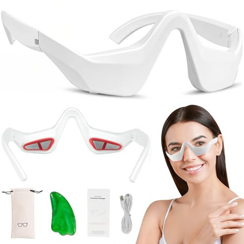 Under Eye Red Light Therapy Device, Red Light Therapy Glasses, 4 Modes Microcurrent Eye Massager for Relieve Eye Bags, Reduce Dark Circles and Puffiness