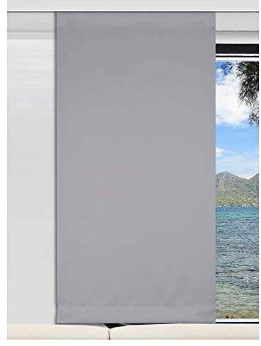 SeGaTeX home fashion Deko-Paneele | Flächengardine „Mattis“ | Höhe 40 – 200cm nach Maß |grau unifarben für Caravan Wohnwagen | Flächenvorhang