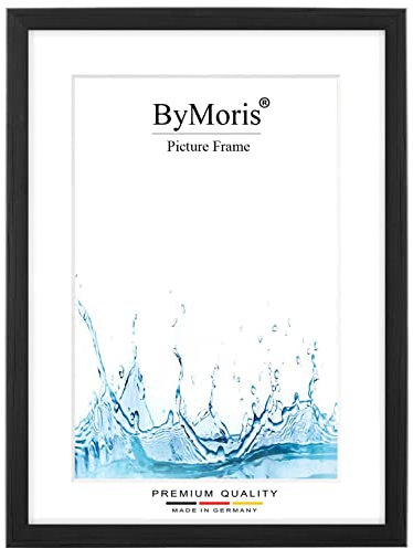 ByMoris Cornice per foto personalizzata 30 x 42 cm in Pino Nero con vetro acrilico antiriflesso, poster puzzle ritratto cornici in legno