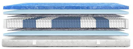 AM Qualitätsmatratzen - Premium Gelschaum-Matratze 100x200cm H2-1000 Federn - Taschenfederkernmatratze Gelschaum 100 x 200-6 cm Gelschaumauflage - 24cm Höhe - Made in Germany