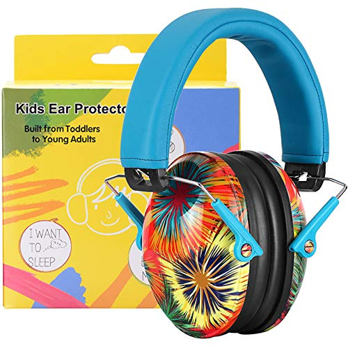 PROHEAR 032 Kids Ear Protection Safety Noise Earmuffs with NRR 25dB, Children Adjustable Headband Hearing Protectors for Monster Trucks, Sports Events, Concerts - Fireworks Pattern