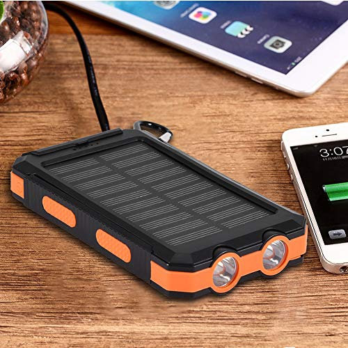 Solar Power Bank, Dual USB Ports Solar Charger Power Bank Power Bank Solar Power Saving Charger with IP6 Protection Safe Power Bank for Outdoor Activities