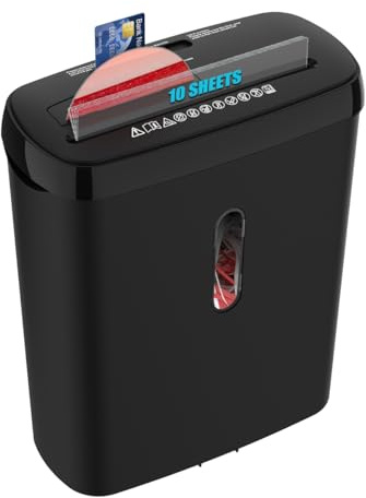 Home Office Paper Shredder,Woolsche 10-Sheet Strip Cut with 3.17-Gallon Basket,P-2 Security Level,CD & Credit Card Shredder,Durable & Fast - Jam Proof System - ETL Certified