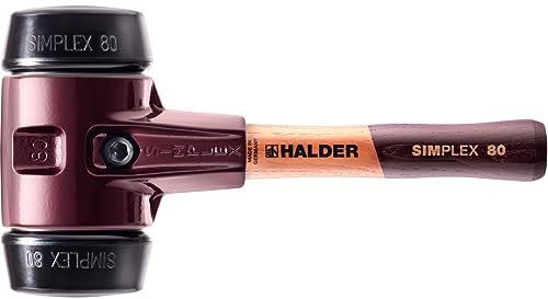 Simplex Schonhammer, Gummikomposition; mit Tempergussgehäuse und hochwertigem extra kurzen Holzstiel | D=80 mm / Stielausführung=extra kurz | 3002.082