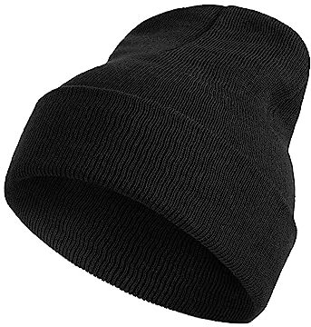 Mütze Schwarz Herren - Strick Beanie aus 100% Acryl für Herren. Warme, Weiche und Bequeme Kopfbedeckung für kalte Tage im Herbst und Winter - Einheitsgröße.