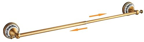 Barra portasciugamani in ottone bronzo antico, regolabile da 39,5 a 70,5 cm, per asciugamani da bagno, accessori hardware da bagno, design in porcellana
