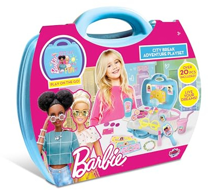 Barbie City Break Adventure Playset- 20 Piece Barbie Play set Travel Carry Case | Play On The Go Kids Toys | Role Play | Pretend Play | Ages 3+ | By Sinco Creations
