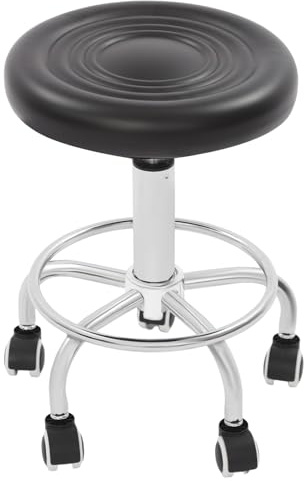 DSYOGX Sittpall 360° vridbar pall rullpall justerbar höjd 44–57 cm arbetspall med hjul kontorspall för salong, hem och kontor, upp till 150 kg