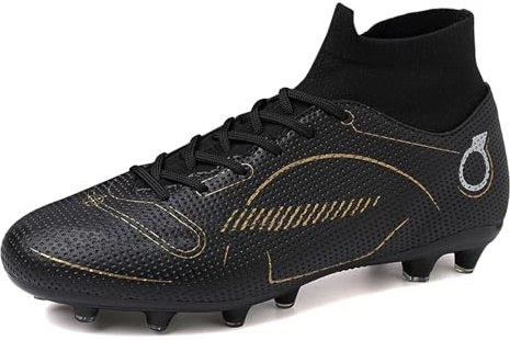 RDYLBU Football Boots Men's Madame Big Boy Football Shoes AG/TF, Black Ag, 7 UK