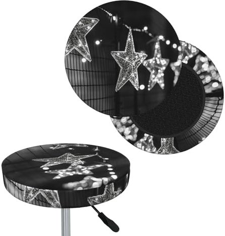 Round Bar Stool Covers Fence Decoration Stool Covers Round Bar Stool Seat Covers Cushion with Elastic Bands Washable Stretch Stool Chair Cover for Bar Kitchen Dining Room