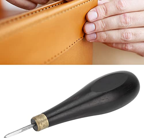 ZPSHYD Alêne de couture en losange 5 mm/6 mm avec manche en acajou - Outil de couture professionnel pour cuir de santal fait main