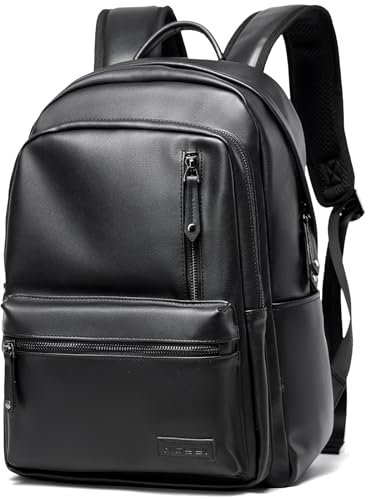MATE ELAN Lederrucksack Herren Damen, Laptopfach Rucksack 15 Zoll,Rucksäcke Großer,Schulrucksack Schwarz,Leather Backpack,City Leder rucksack Wasserabweisend für Arbeit,Reisen,Uni