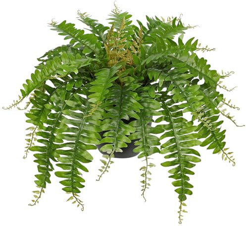Hollyone 18.8'' Artificial Boston Fern Potted Plant, Fake Fern Bushes in Pot for Indoors & Outdoors, Green Faux Plants for Home Decor, Garden, Patio, Balcony, Living Room Decorations