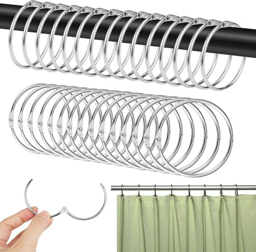 40 Pezzi Anelli Per Tende, 50mm Anelli Tende Aprire, Anelli Tenda Doccia, Ganci Per Tenda In Metallo, Anelli Per Tenda Da Doccia, per Tende da Doccia e Tende per Finestre, Raccoglitori (Argento)