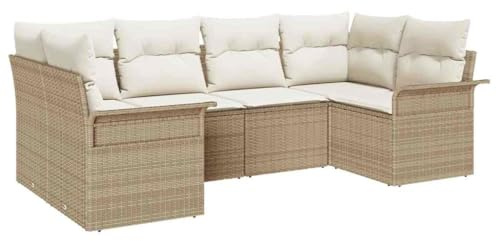 vidaXL Trädgårdsoffset 6 st Beige Poly rattan
