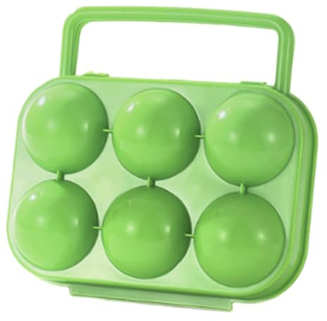 Pitycbo Huevera Portátil, Caja de Protección para 6 Huevos, Resistente a Golpes, Ideal para Camping Y Picnic, Verde, Individual
