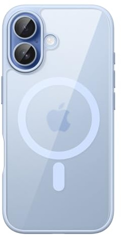 JETech Cover Magnetica per iPhone 17 6,3 Pollici Compatibile con MagSafe, Antiurto Paraurti Custodia, Solida Colore Opaco TPU Telaio, Anti-Graffio Retro Trasparente (Azzurro nebbia)