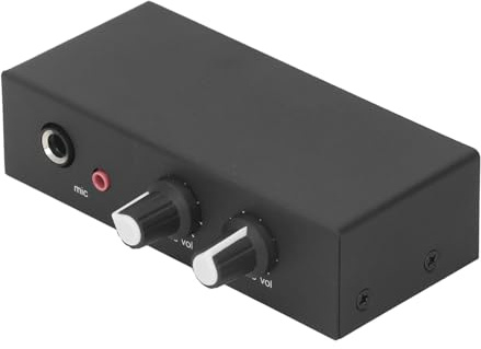 Akozon Preamplificador de Sonido Estéreo para Uso Doméstico - Amplificador de Auriculares con MicróFono Compacto con 3 Puertos de Salida para Tocadiscos y Fono - Diseño de Ruido Ultrabajo, DC5-12V