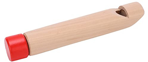 RASTKY Giocattolo per Flauto in Legno, Strumento Educativo per Il Cambio di Voce Push Push per Bambini, Flauto in Legno Massiccio per L'allenamento Vocale (Log Maniglia Rossa)