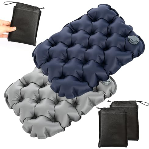 GFUEIGJ 2 cojines de asiento inflables para exteriores, hinchables, ultraligeros, para exteriores, para camping, pícnic, senderismo, playa y viajes