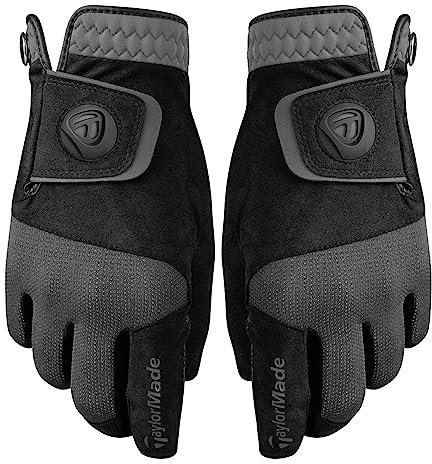 TaylorMade Golf RAIN CONTROL GLOVE (BLACK/GRAY, MEDIUM/LARGE), BLACK/GRAY(MEDIUM/LARGE, PAIR)