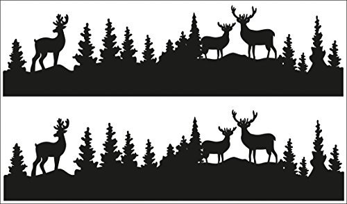 Rayher 60963000 Abziehmotive Waldesruh, schwarz, hauchdünn, 2 Bögen 10 x 17 cm, Tattoo, Aufkleber, Abziehbild, Wasserschiebebild, für glatte Oberflächen, Glas, Kunststoff, Keramik, Metall, Spiegel