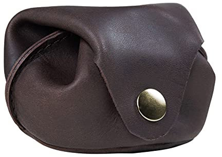 STILORD 'Bob' Münzbörse Leder Klein Vintage Münzbeutel Mini Portemonnaie Ledergeldbeutel Geldbörse Slim Wallet Minibörse Kleingeldbörse Schlüssel Etui, Farbe:matt - Dunkelbraun