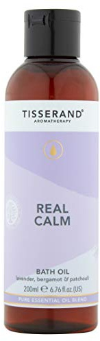 Tisserand - Real Calm Bath Oil - 100% Pure Essential Oil - Lavender, Bergamot, and Patchouli - Calming Aromatherapy - 200ml