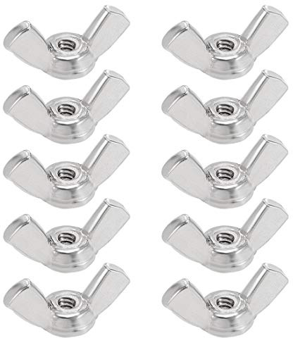 uxcell #6-32 Wing Nuts 304 Stainless Steel Shutters Butterfly Nut Hand Twist Tighten Fasteners Parts 10pcs