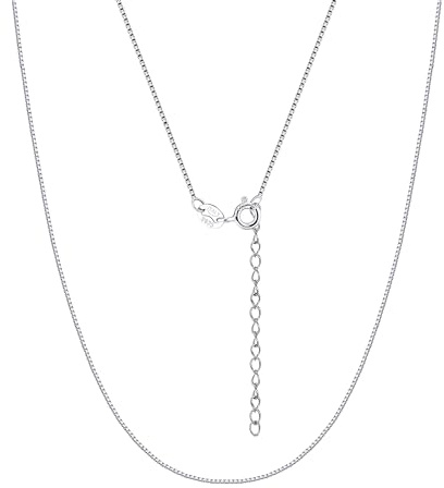 Box Chain for Women by Ginger Lyne | 925 Sterling Silver Necklace for Men | 1mm Width 22 to 24 Inch Adjustable Extension for Different Lengths