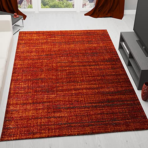 VIMODA Teppich kurzflor Modern dichter melierter Terracotta für Wohnzimmer, Schlafzimmer, kinderzimmer, Maße:120x170 cm
