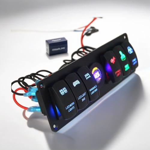 KAKAKE Panel de Interruptor de Palanca para Automóvil, Panel de Interruptor Basculante de 5V-15V, 6 Bandas, Negro para Campo Electrónico Automotriz