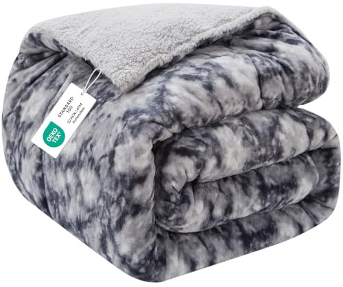 PatioCHOSHOME Sherpa Fleece-filt Tie-dye Mörkgrå Fleece-filtar Varm för vintern Fluffig pläd Fuzzy Mjuka Fleece-plädar för säng och soffa 130X150CM Fleece-filt Soffa Pläd