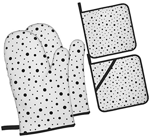 Vantar och grytlappar set cirkel, vit ton rolig handske praktiska köksvantar för gåvor grillning födelsedag