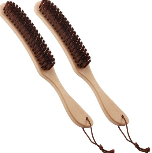 DAKFOOK Lot de 2 brosses à vêtements en Bois, Brosse à Peluches pour Costumes, Cachemire, Laine, Velours, enlever Les Peluches, la poussière, Les Poils et Plus Encore des vêtements, Long Manche en