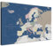 LANA KK Europakarte-Pinnwand als Leinwandbild zum pinnen der Reisen – „Europakarte Titan” - Deutsch - Landkarten-Wandbild Europa in blau, 100 x 70 cm