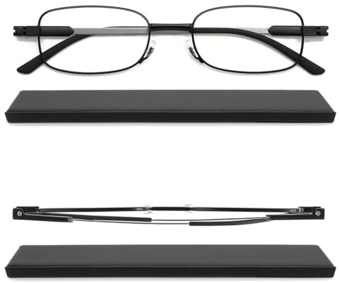 Mcoorn Gafas de Presbicia Portatiles de Bolsillo para Mujer Hombre, Gafas de Lectura Finas Plegables con Estuche, Dioptrías +2.5