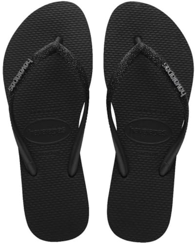 Havaianas Slim Glitter II Femme's Slim Design Shiny Finish Summr Sandals (Schwarz Schwarz, EU 37/38)