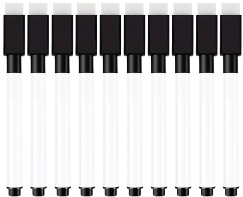 Annvchi Whiteboard Marker,10 Stück Schwarz Whiteboard Marker， whiteboard stifte,folienstift abwischbar,Whiteboard Stifte Abwischbar,für Whiteboards, Notiztafeln und mehr